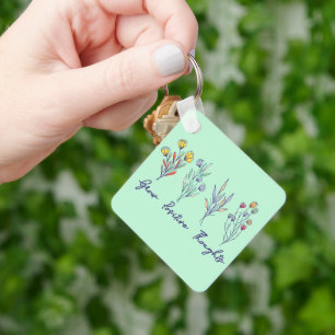 Grow Positive Thoughts Wildflower Floral Plant Key Ring