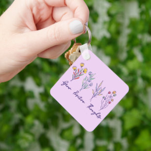Grow Positive Thoughts Wildflower Floral Plant  Key Ring