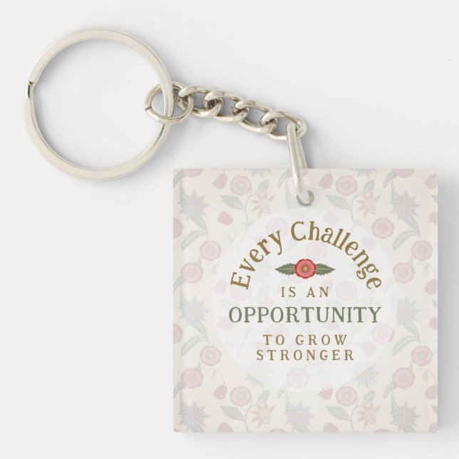 "Grow Stronger" Affirmation Acrylic Keychain (Front)