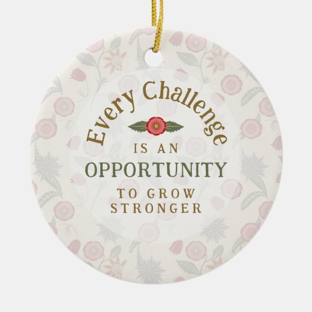 "Grow Stronger" Affirmation Ceramic Tree Decoration (Front)