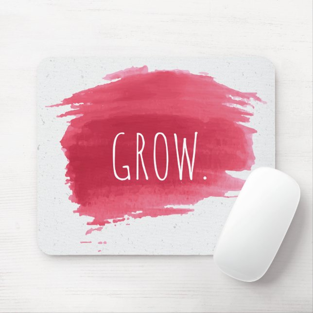 GROW Text On Red Paint Mouse Pad (With Mouse)