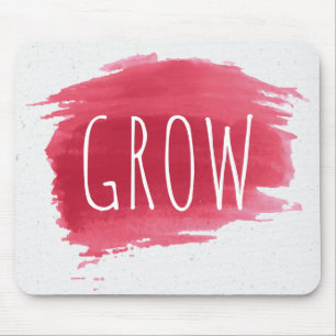 GROW Text On Red Paint Splash Mouse Pad
