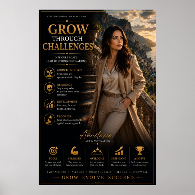 Grow Through Challenges – Motivation Poster (Front)