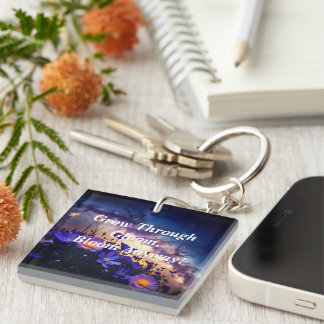 Grow Through Gloom: Aurora Night Sky Key Ring