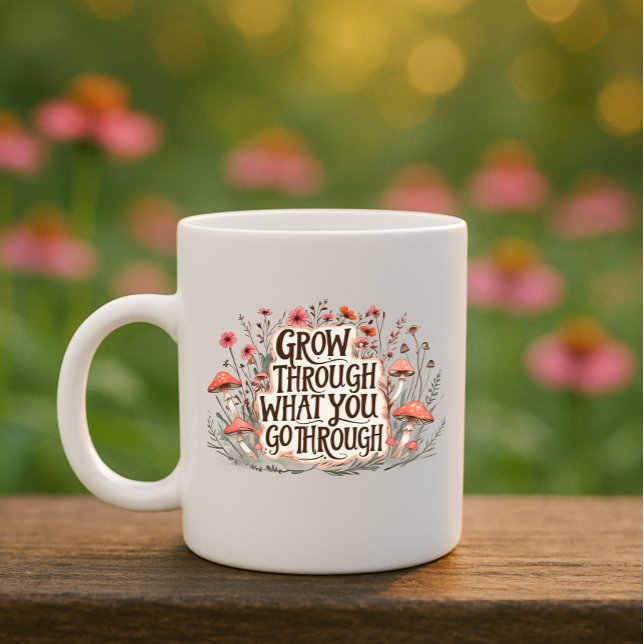  Grow Through What You Go through mug (Enjoy the cozy autumn vibes🍁🍂 with your favorite mug filled with inspiration and beauty.)