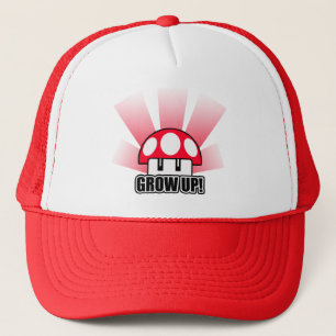 Grow Up Red Mushroom Powerup Trucker Hat