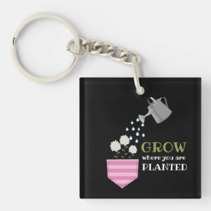 Grow where you are planted pocket inspirational key ring