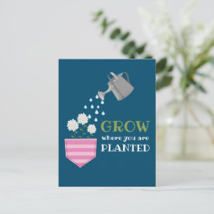 Grow where you are planted pocket inspirational postcard