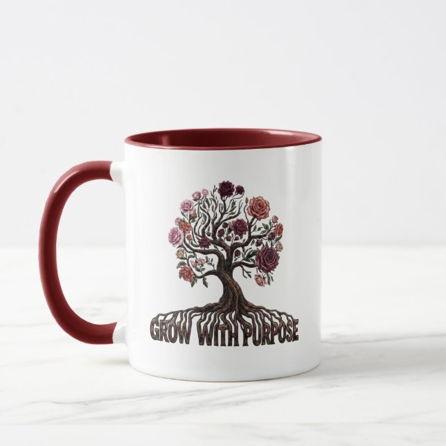 Grow With Purpose Floral Tree Two-Tone Coffee Mug (Left)