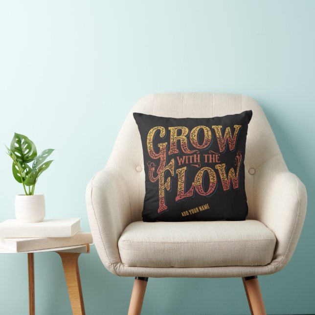 Grow With The Flow Custom Name Retro 70s Typograph Cushion (Chair)
