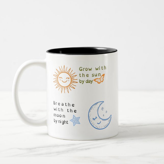 Grow With The Sun, Breath With The Moon Two-Tone Coffee Mug (Left)