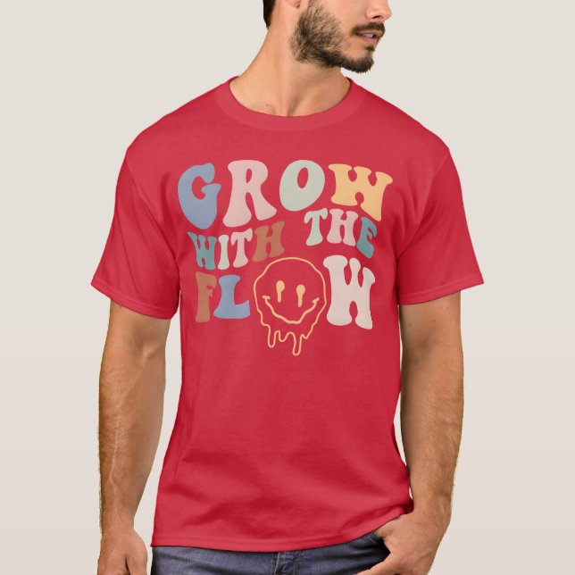 Grow Withhe Flow 70s Boho Peace Hippie Gift funny T-Shirt (Front)
