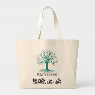 Grow Your Dreams Inspirational Motivational Grocer Large Tote Bag