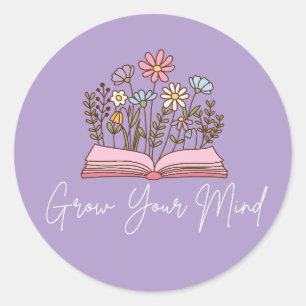 Grow Your Mind Book Lover Reading is Love Classic Round Sticker