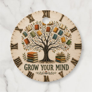 Grow Your Mind Book  Reading Teacher Gift Favour Tags
