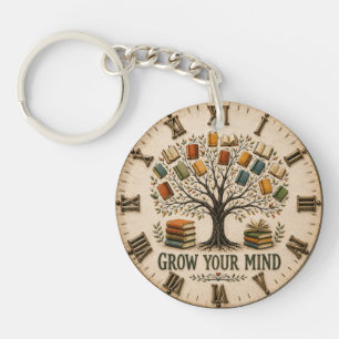 Grow Your Mind Book  Reading Teacher Gift Key Ring