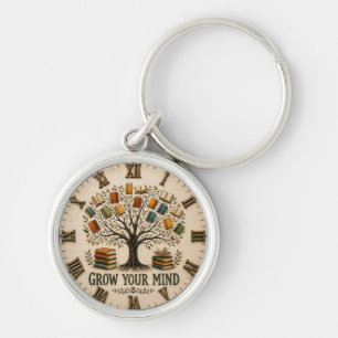 Grow Your Mind Book  Reading Teacher Gift Key Ring