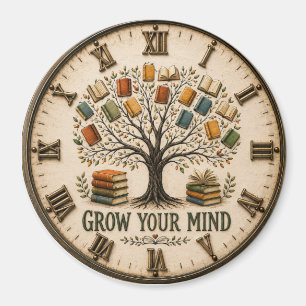 Grow Your Mind Book  Reading Teacher Gift Magnet