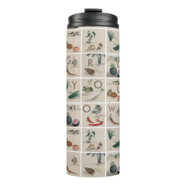 Grow Your Own Vegetables Illustration Squares Thermal Tumbler (Front)