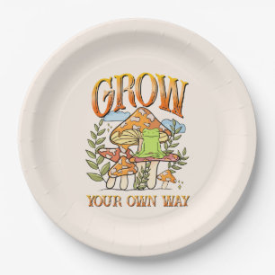 Grow Your Own Way – Meditating Frog & Mushroom Paper Plate