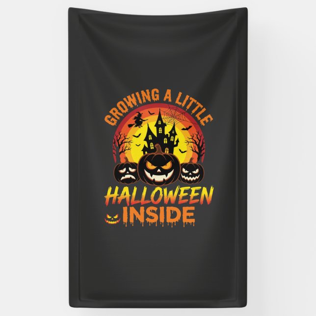 Growing a Little Halloween Inside Haunted Pumpkin  Banner (Vertical)