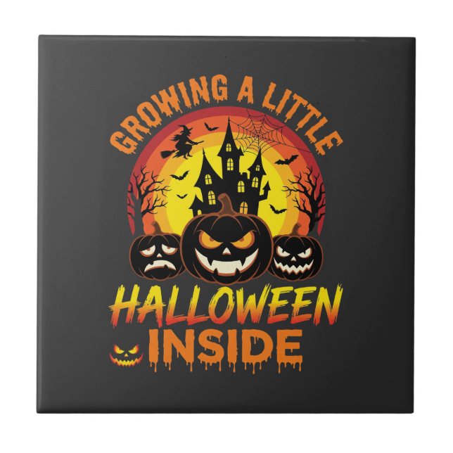 Growing a Little Halloween Inside Haunted Pumpkin  Tile (Front)