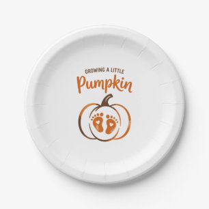 Growing a Little Pumpkin Funny Fall Paper Plate