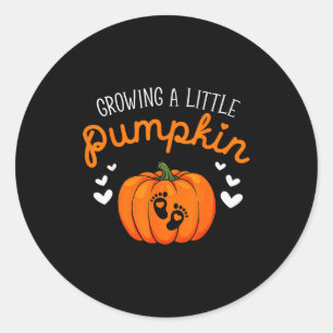 Growing A-little Pumpkin Halloween Pregnancy Annou Classic Round Sticker