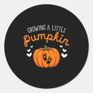 Growing A-little Pumpkin Halloween Pregnancy Annou Classic Round Sticker