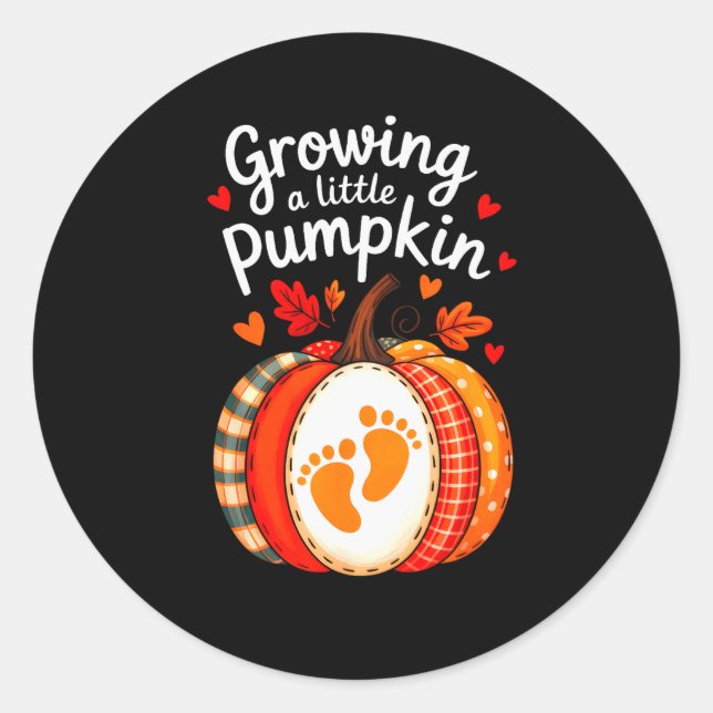 Growing A Little Pumpkin Maternity Pregnancy Thank Classic Round Sticker (Front)