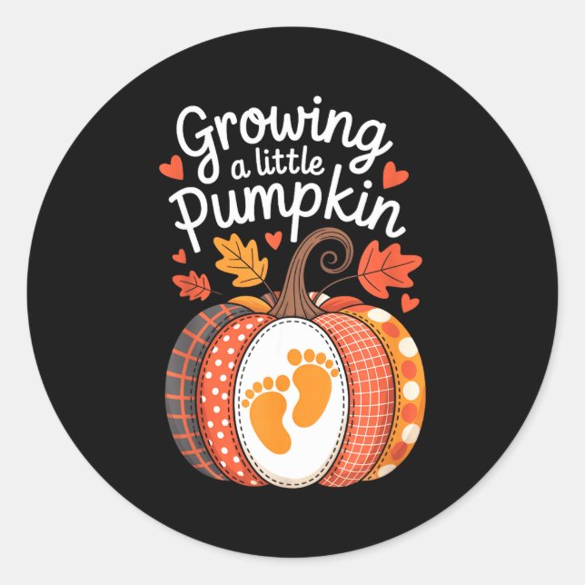 Growing A Little Pumpkin Maternity Pregnancy Thank Classic Round Sticker (Front)