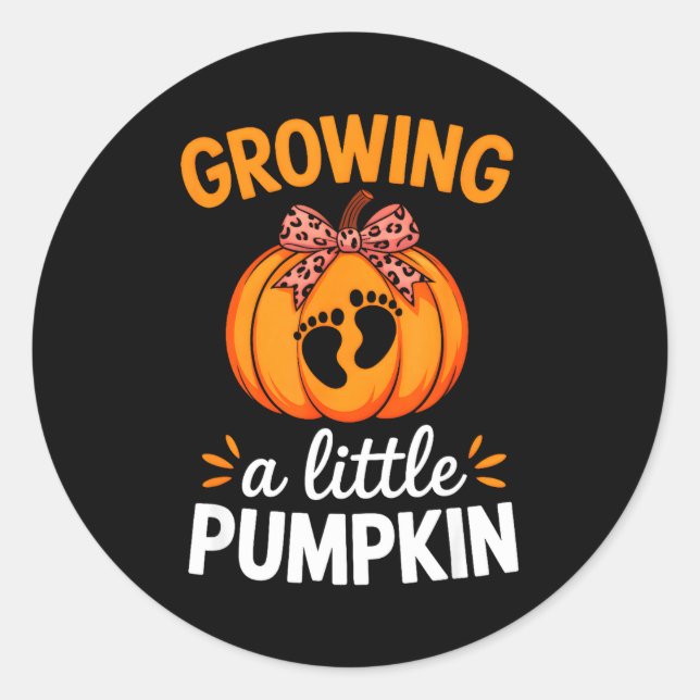 Growing A Little Pumpkin Maternity Thanksgiving Mo Classic Round Sticker (Front)