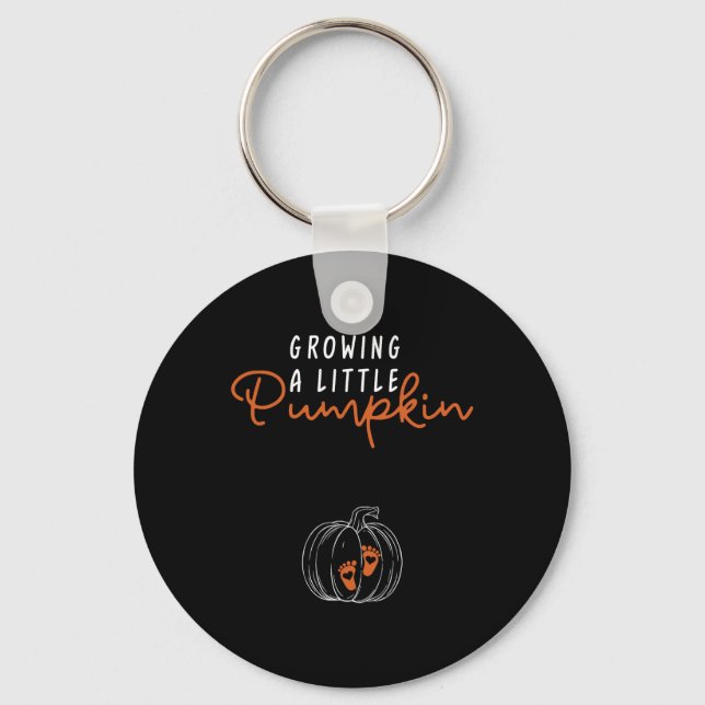 Growing A Little Pumpkin Pregnancy Announcement Th Key Ring (Front)