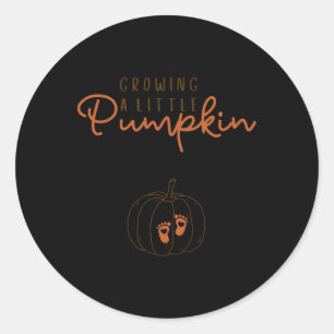 Growing A Little Pumpkin Pregnancy Reveal Hallowee Classic Round Sticker