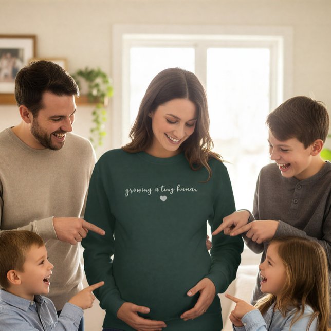 "growing a tiny human" cute pregnancy sweatshirt (Creator Uploaded)
