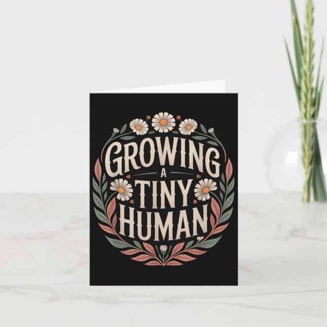 Growing A Tiny Human New Mum Dad Pregnancy Announc Card (Front)