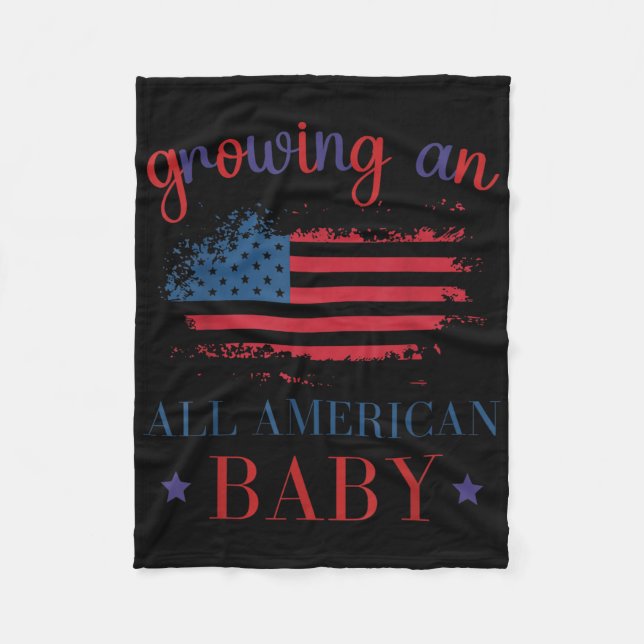 Growing An All American Baby Pregnancy Announcemen Fleece Blanket (Front)