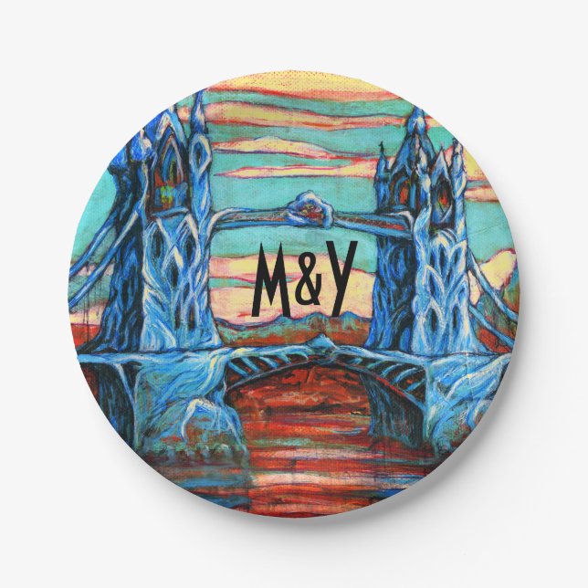 Growing Bridge in a fantasy city Dinner Plate (Front)