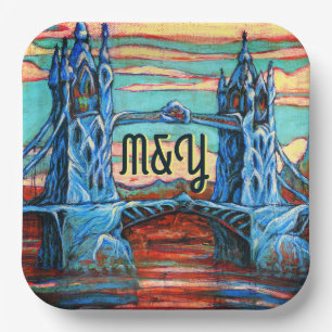 Growing Bridge in a fantasy city Dinner Plate