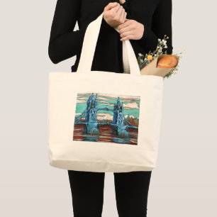 Growing Bridge in a fantasy city Large Tote Bag