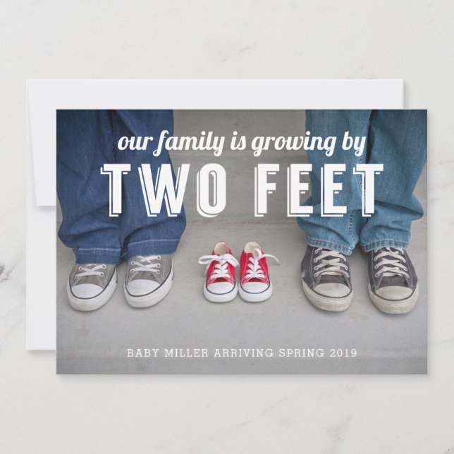 Growing By Two Feet Pregnancy Announcement (Front)