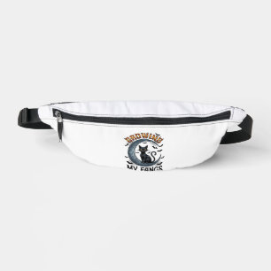 Growing Fangs Black Cat Crescent Moon Bats Hallowe Bum Bags
