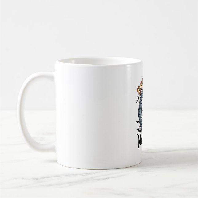 Growing Fangs Black Cat Crescent Moon Bats Hallowe Coffee Mug (Left)