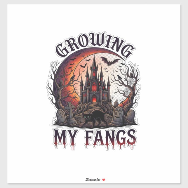 Growing Fangs Halloween Haunted Castle Black Cat M (Sheet)