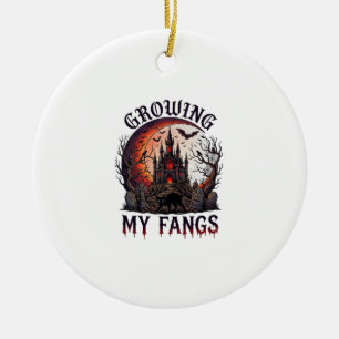 Growing Fangs Halloween Haunted Castle Black Cat M Ceramic Tree Decoration