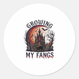 Growing Fangs Halloween Haunted Castle Black Cat M Classic Round Sticker