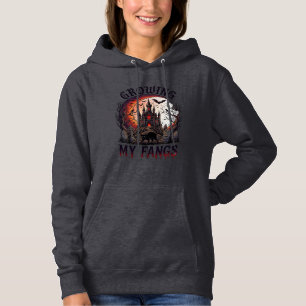 Growing Fangs Halloween Haunted Castle Black Cat M Hoodie