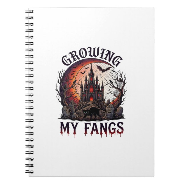 Growing Fangs Halloween Haunted Castle Black Cat M Notebook (Front)
