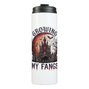 Growing Fangs Halloween Haunted Castle Black Cat M Thermal Tumbler