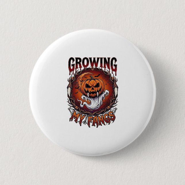 Growing Fangs Vampire Pumpkin Ghost Bats Skulls 6 Cm Round Badge (Front)